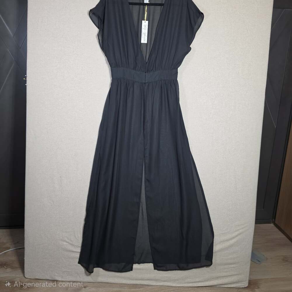 Wolfe & Whistle Open Front Maxi Dress Duster Womens 8 Deep V Tropical Maxi Fairy - Picture 4 of 16